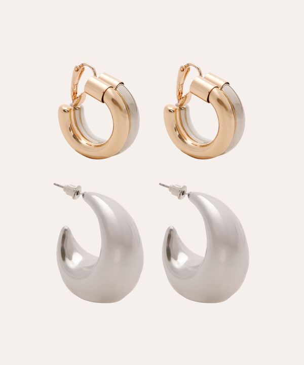 kit de 2 pares de brincos gota e earcuff colorido UNICO