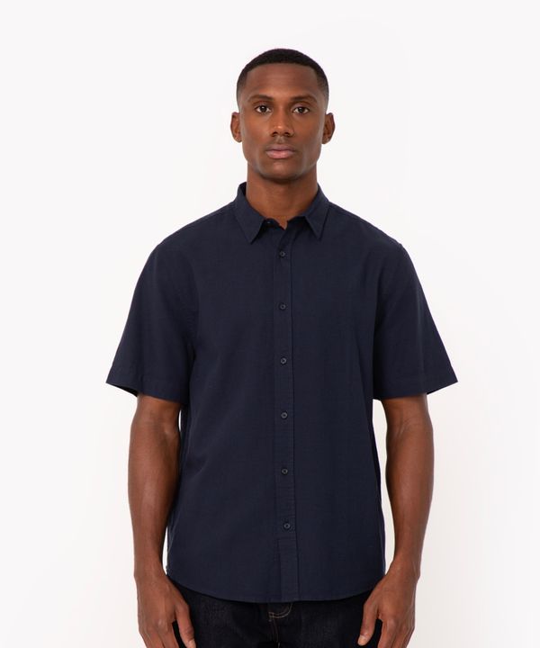 camisa comfort oxford manga curta azul marinho M
