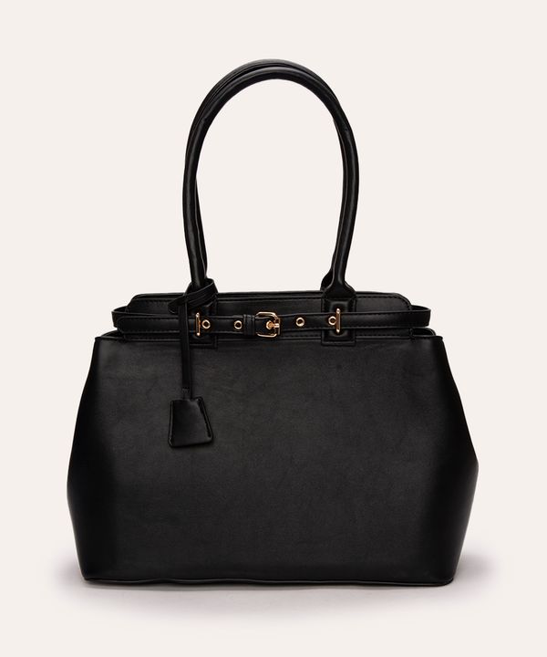 bolsa tote com alça de mão e fivela preto Único
