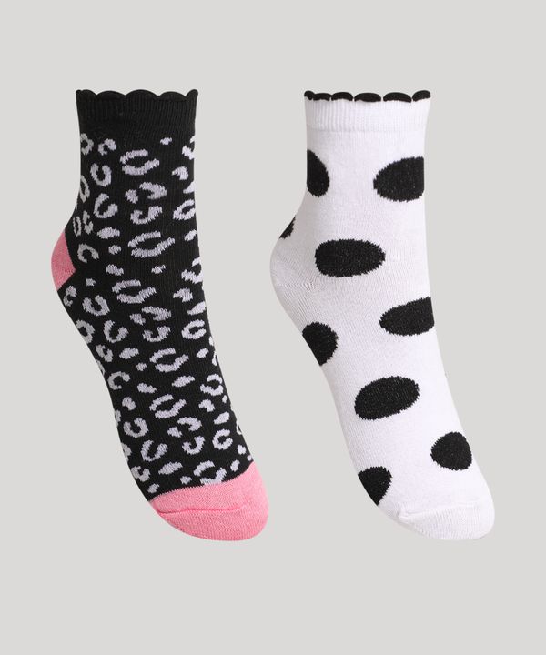 Kit de 2 Meias Infantis Cano Médio Estampadas Multicor 30-33