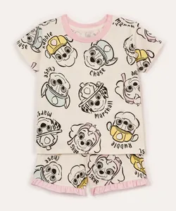 pijama curto infantil patrulha canina rosa 5