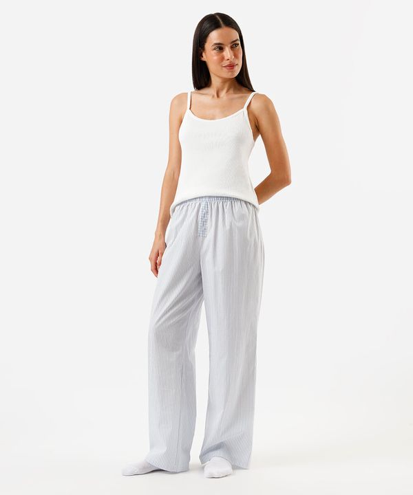 calça de pijama avulsa listrada azul M