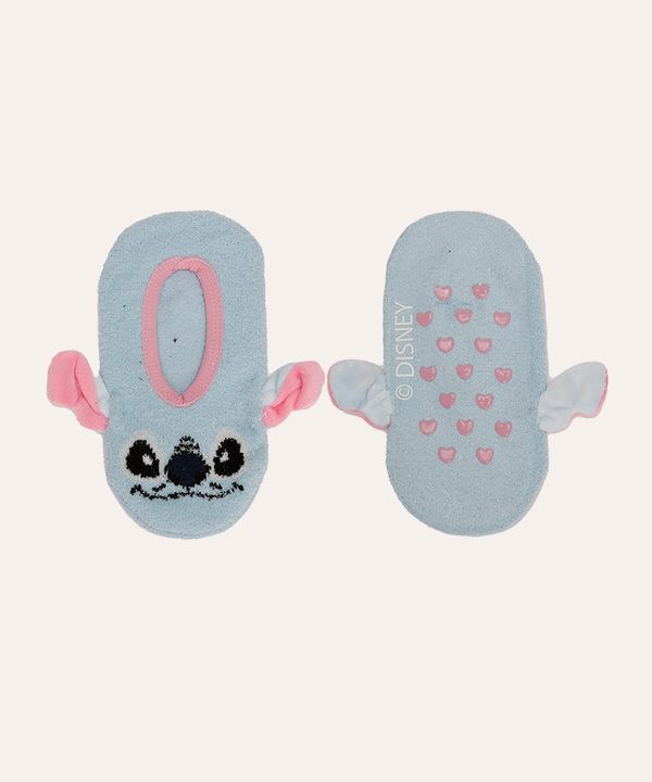 meia sapatilha de pelúcia infantil stitch azul 29-34