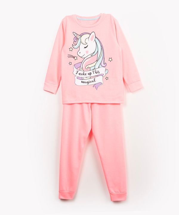 pijama infantil longo unicórnio rosa 8