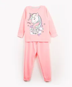 pijama infantil longo unicórnio rosa 12