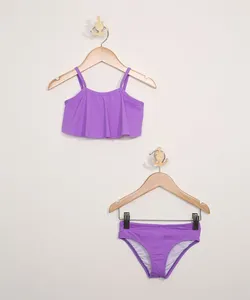 Biquíni Infantil com Babado Proteção UV50+ Roxo 8