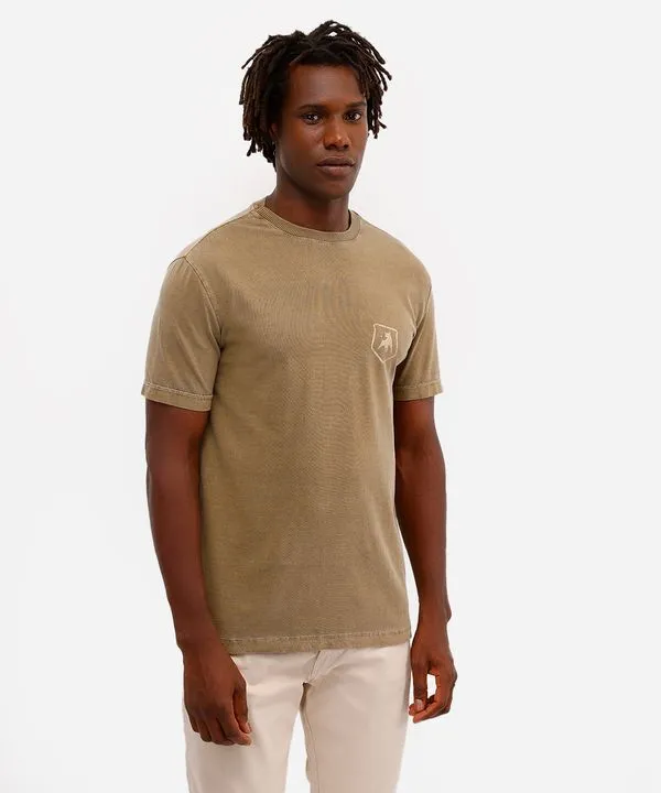 camiseta comfort masculina de algodão estonada carro bege P