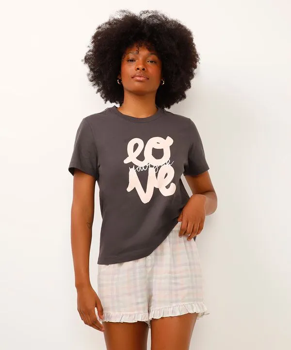 short de pijama xadrez com babados off white G