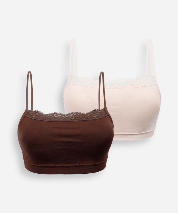 kit de 2 sutiãs faixa com renda colorido GG