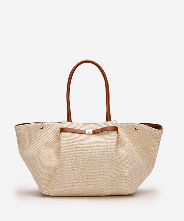 bolsa shopper estruturada texturizada bege UNICO