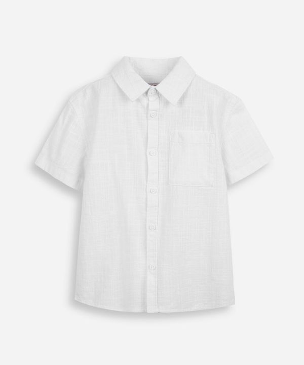 camisa infantil de algodão texturizada com bolso branco 4