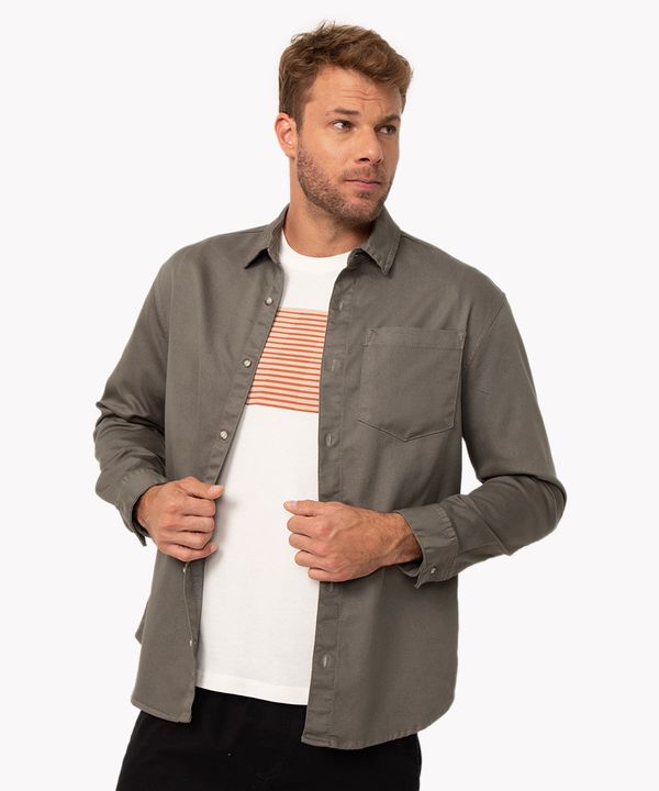 camisa oversized de moletinho manga longa verde militar GG