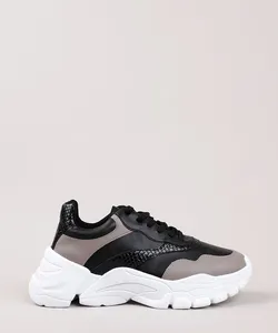 Tênis Chunky Feminino Oneself com Recorte Preto 34