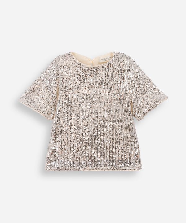 blusa infantil paetê com manga curta dourado 4
