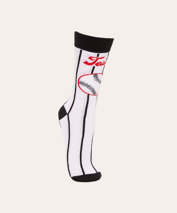 meia cano longo divertida baseball branco 41-43