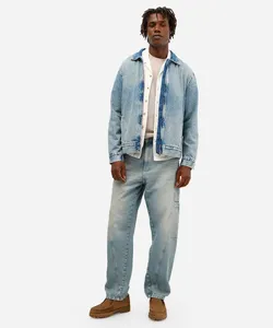 calça skater masculina jeans dirty azul 44