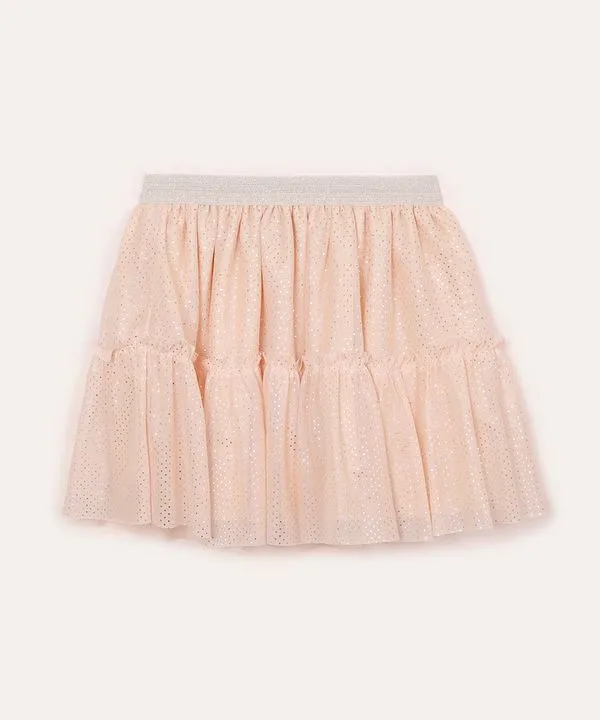 saia de tule infantil poá metalizado bege 8