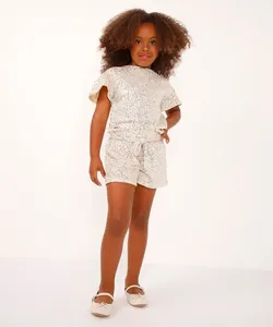 short infantil clochard de paetê dourado 4