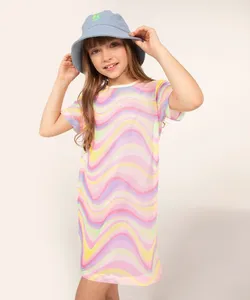 vestido infantil em tela manga curta onda multicor 8
