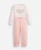 conjunto infantil longo de algodão com bordado rosa 0-3