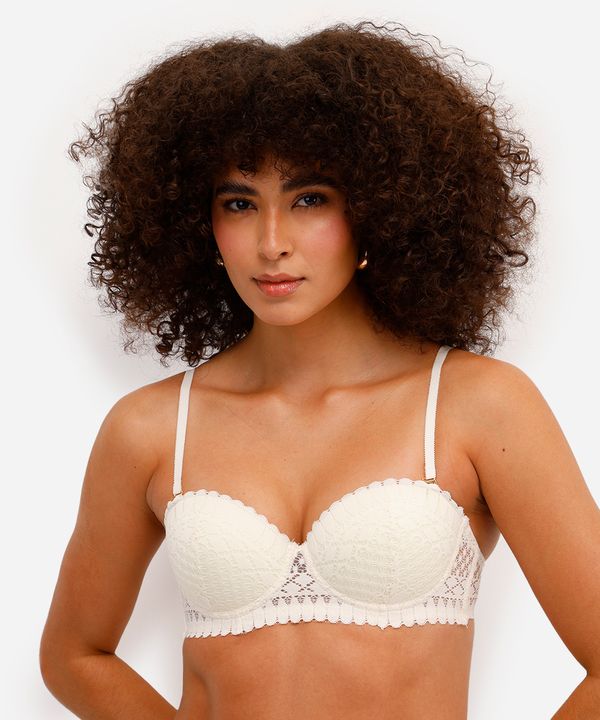 sutiã meia taça com renda alças removíveis off white 42
