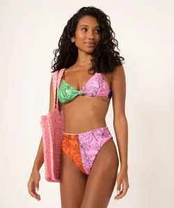 biquíni tanga hot pant bandana com proteção uv50 rosa M