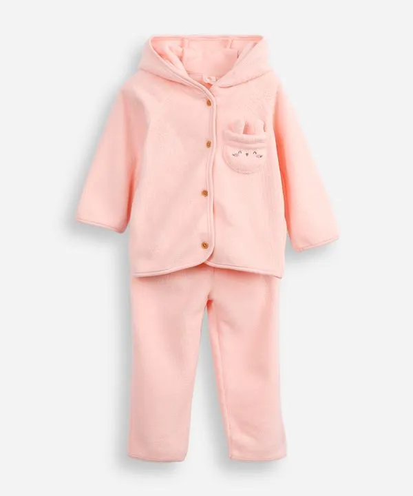 conjunto infantil longo de moletom coelhinho rosa 0-3