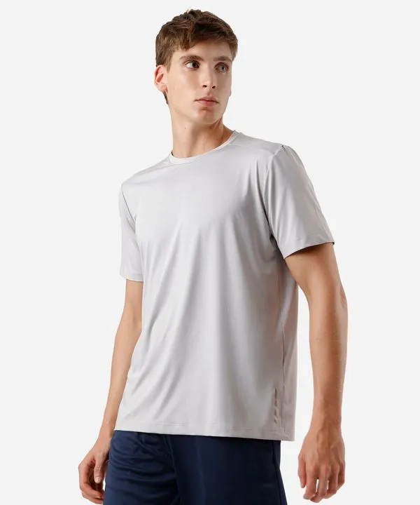 camiseta esportiva masculina com proteção uv cinza P