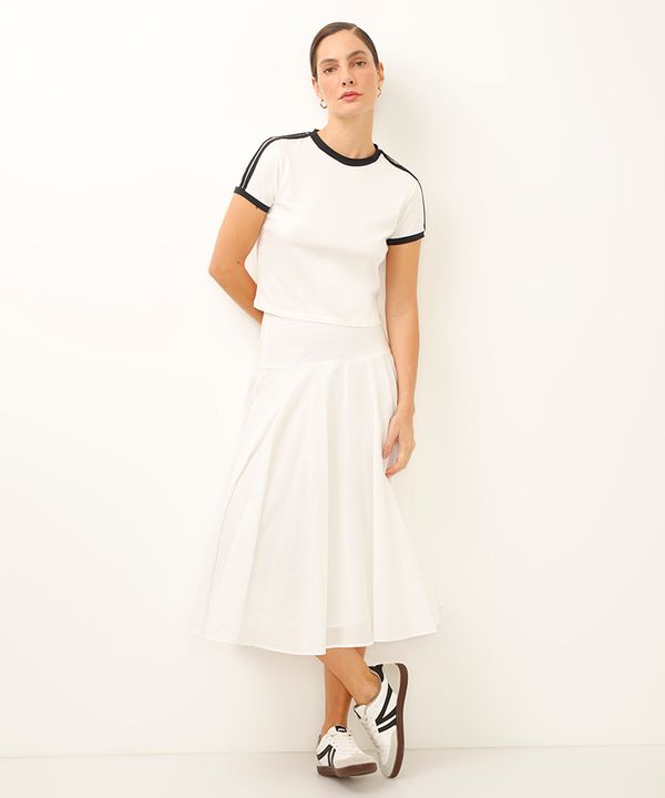 saia midi godê de algodão off white 44