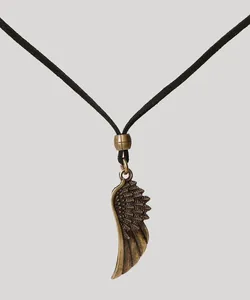 Colar Masculino Cordão com Asa Preto Único