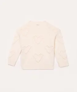 suéter de tricot infantil corações off white 10