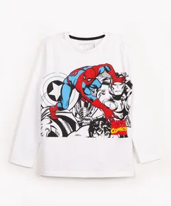 camiseta infantil de malha homem aranha manga longa off white 12