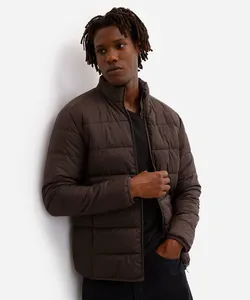 jaqueta puffer básica masculina manga longa marrom G