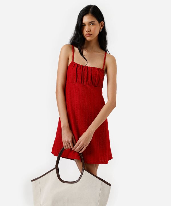 vestido curto alça fina feminino de laise vermelho M