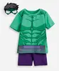 conjunto curto infantil de algodão hulk com máscara verde 1