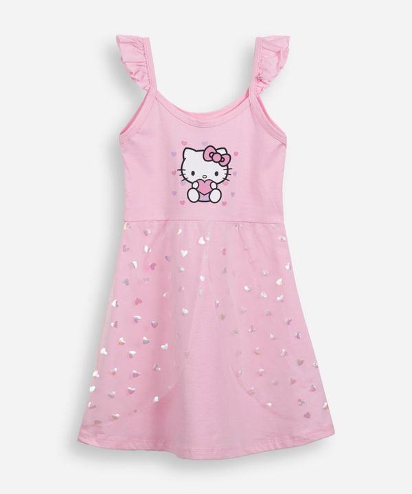 camisola infantil de algodão e tule hello kitty rosa 4