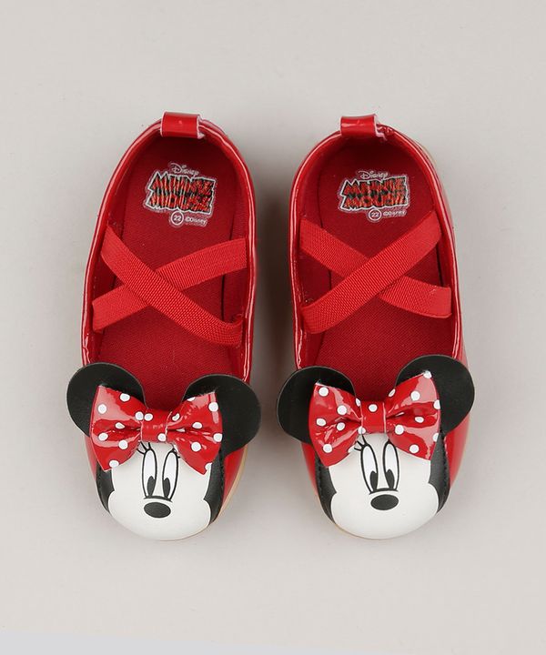 Sapatilha Infantil em Verniz Minnie Vermelha 27