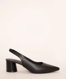scarpin feminino salto grosso baixo bico fino oneself preto 38