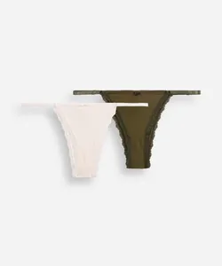 kit de 2 calcinhas biquíni com renda colorido G