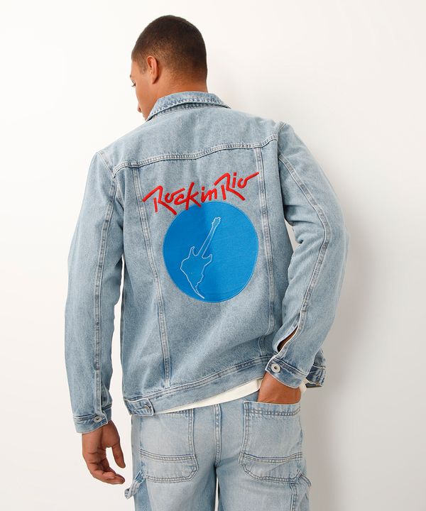jaqueta trucker oversized jeans rock in rio azul M