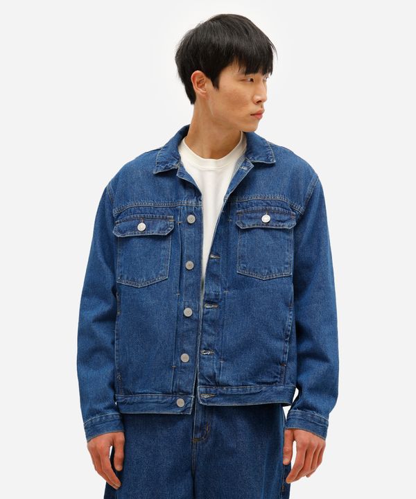 jaqueta masculina jeans com pregas azul P