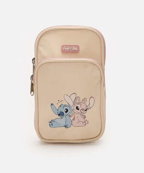 bolsa infantil transversal stitch e angel bege UNICO
