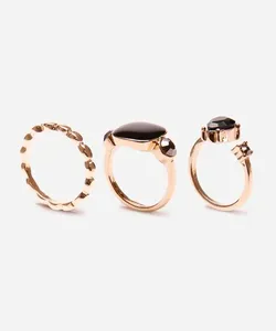 kit de 3 anéis vintage mindset dourado UNICO