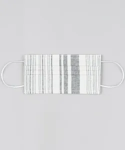 Máscara de Tecido Reutilizável para Proteção Individual Listrada Off White Único