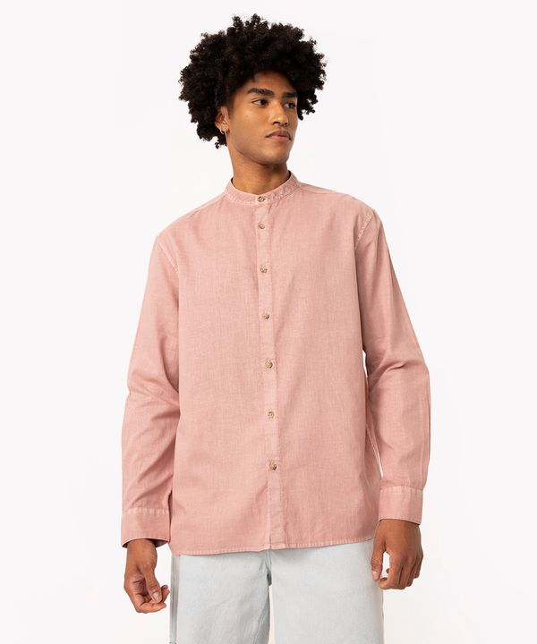 camisa de linho manga longa rosê PP
