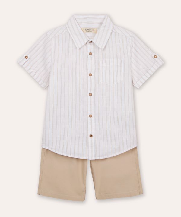 conjunto de algodão infantil listrado branco 6