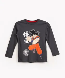 camiseta de algodão infantil goku manga longa cinza escuro 8