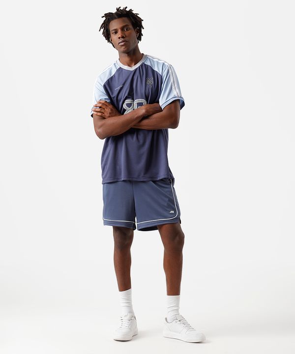 short masculino esportivo com nervuras texturizado azul M