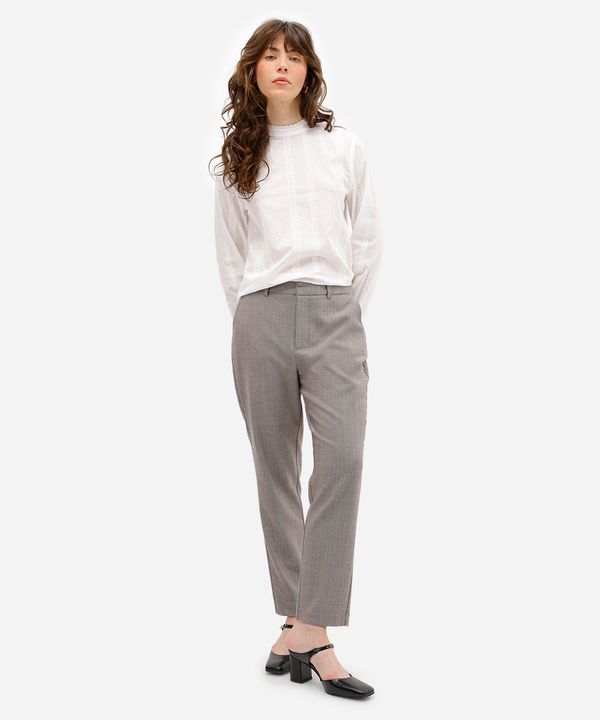 calça feminina de alfaiataria listrada cinza 44