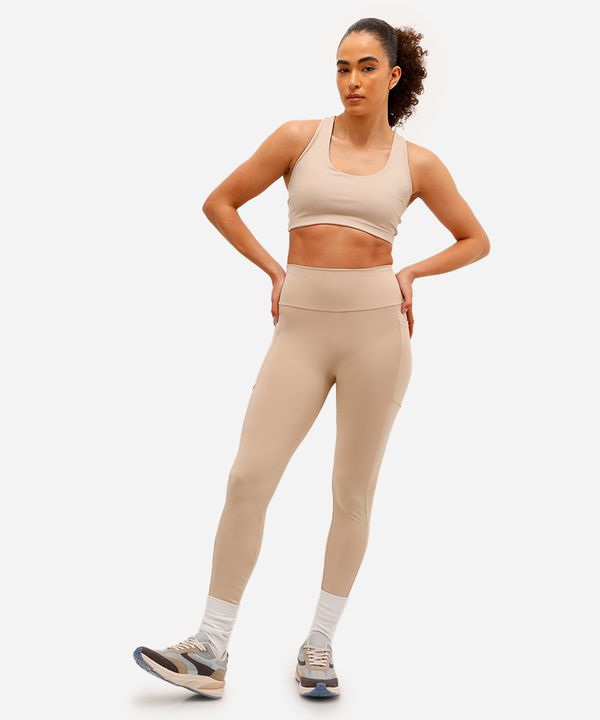 calça legging cintura alta com bolso esportiva bege G